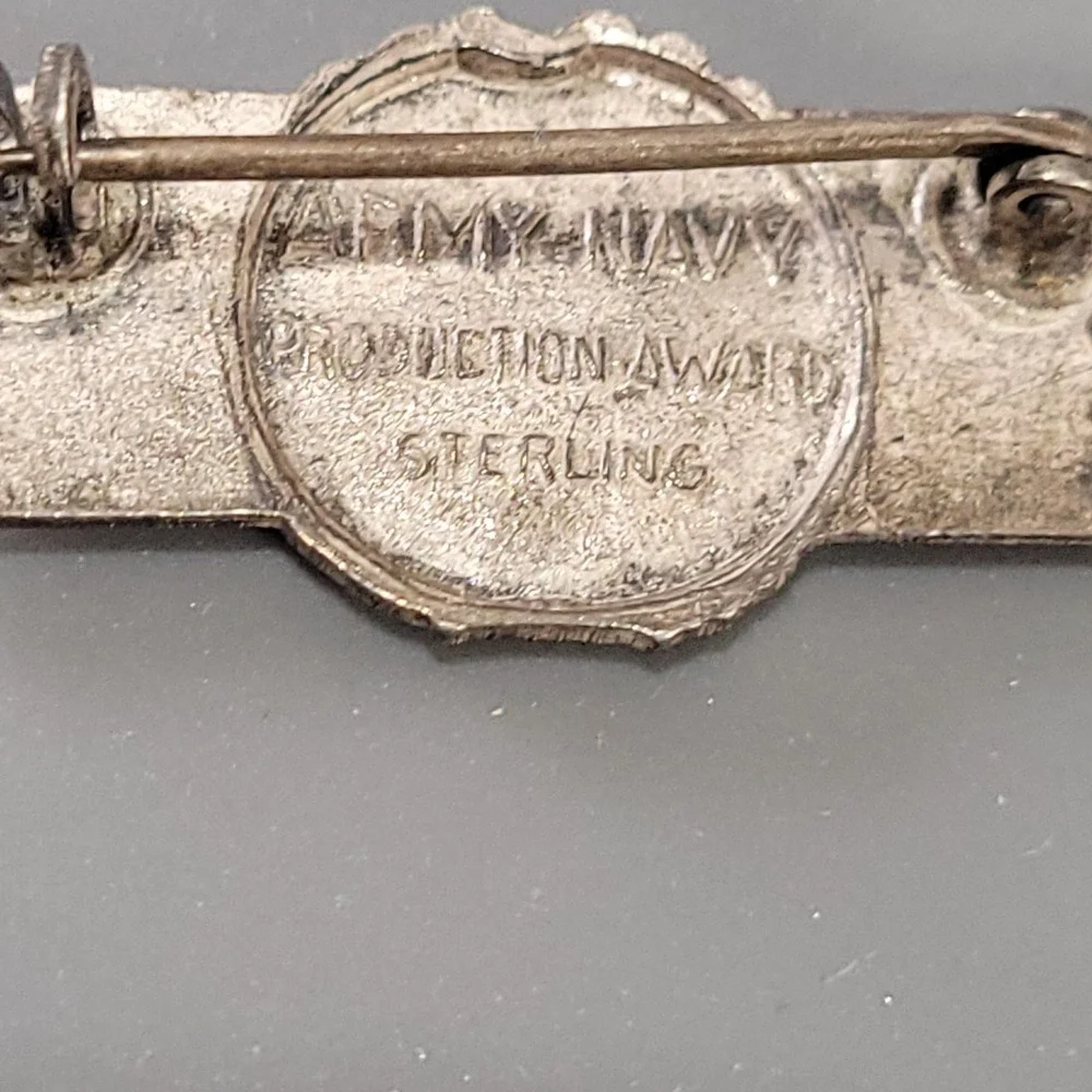 WWII Army-Navy E Production Award Pin Sterling Silver Red White Blue Vintage